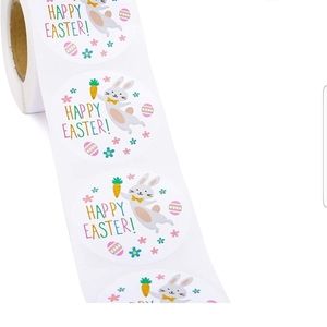 60 Ct.  2 Inch Easter Theme Stickers Labels Roll - Easter Bunny and Eggs…